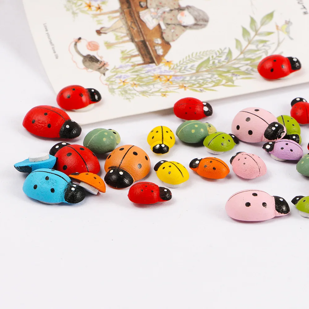 19*14 мм 20 шт магнит на холодильник деревянная Божья коровка Наклейка стену для