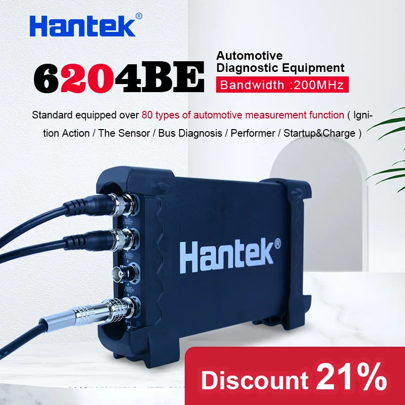 

Hantek 6204BE/200MHz/ Automotive oscilloscope 4 Channels 1Gsa/s Portable USB PC Handheld Digital Osciloscopio Diagnostic-tool