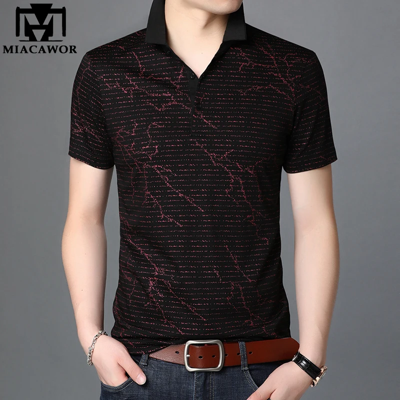 

2021 New Polo Shirt Men Summer Short-sleeve Tee shirt Homme Slim Fit Fashion Print Poloshirts Mens Clothing T867