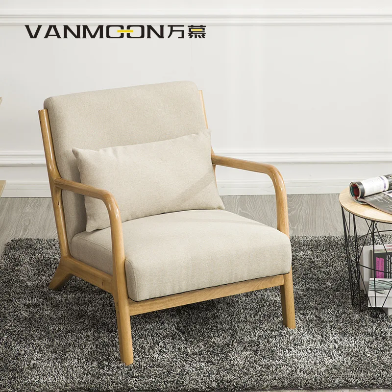 Wanmu Nordic Lazy Sofa Solid Wood Single-Seat Chair Small Apartment Simple Balcony Leisure Bedroom | Мебель