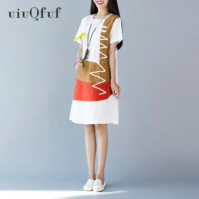 Винтажное женское платье в стиле бохо из хлопка и льна|Женские платья| |