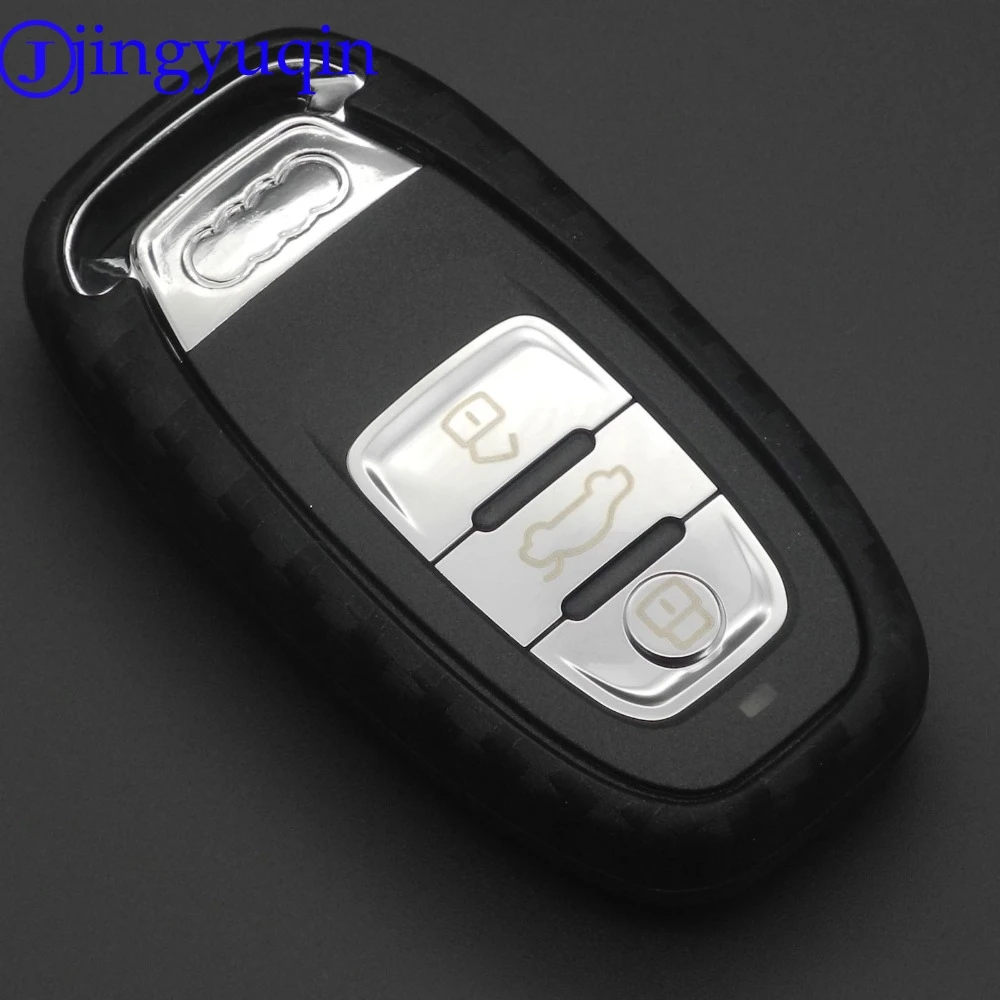 

LUCKEASY Silicone Car Remote Key Case Cover Carbon Fiber Pattern For Audi A4L A6L A8 Q5 Q8 A5 A7 S5 S7 S6 A1 A3 A5 Car Styling