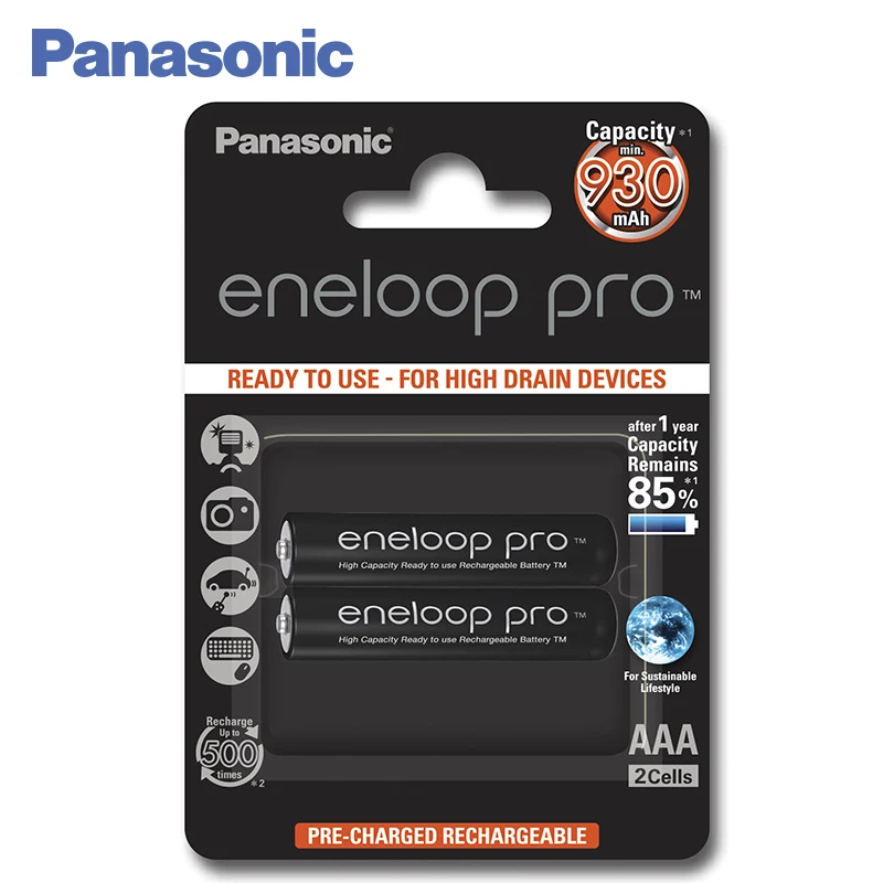 Аккумулятор PANASONIC R03 eneloop pro BK 4HCDE/2BE 930 мАч AAA 2шт.|rechargeable battery|aaa rechargeable batteryrechargeable battery