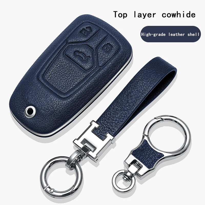 

High Quality Leather Car Key Case Cover For Audi A4 A4L 8 S 2017 2016 A5 QT S5 S7 A6L Allroad Q5 Q7 TT TTS B9 Auto Accessorise