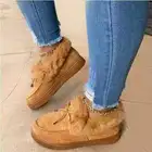 Зимняя женская обувь из хлопка, новинка 2021, женские плюшевые теплые сапоги с бантом, повседневные однотонные короткие сапоги на плоской подошве, женская меховая обувь