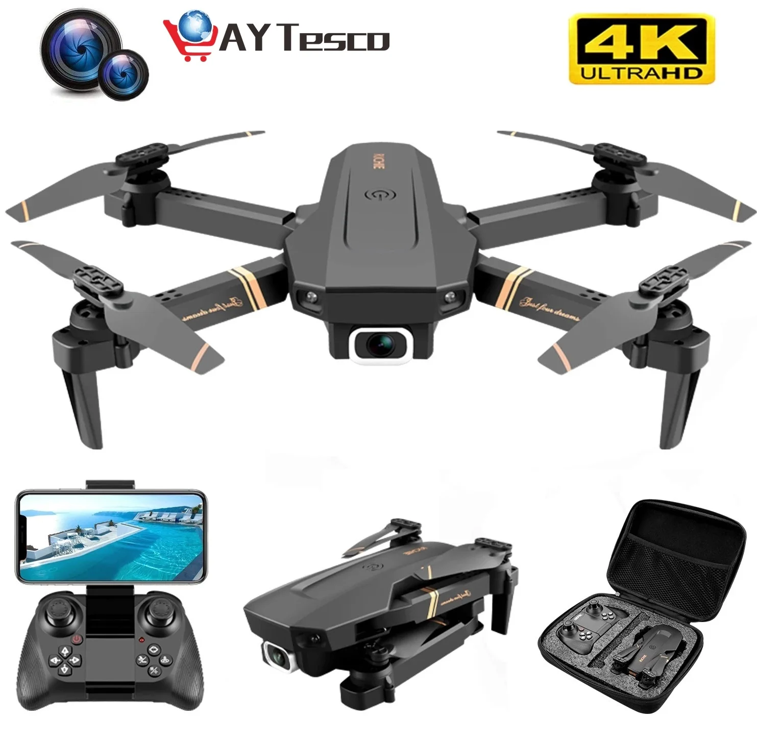 

Дрон V4 с широкоугольной камерой 4k HD, 1080P, Wi-Fi, Fpv