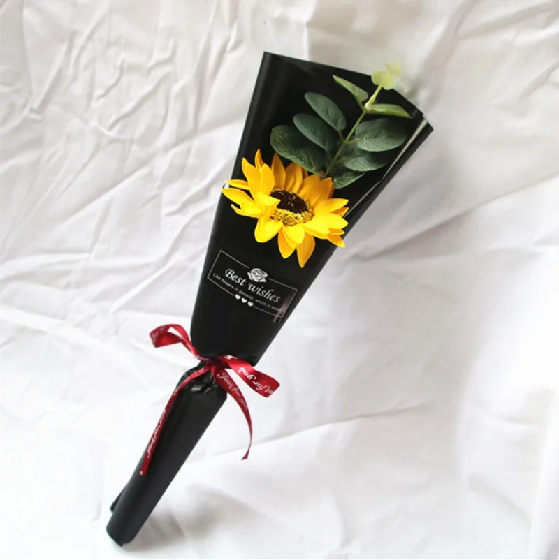

1Pc Sunflower Soap Flower Popular Wedding Pure fresh Decoration Photo Props Bouquet Dried Flowers Birthday Present Accessories
