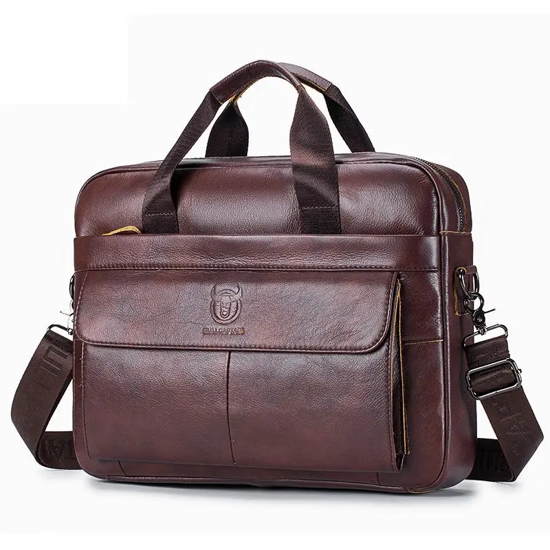 Weysfor Men Genuine Leather Handbags Casual Leather Laptop Bags Male Business Travel Messenger Bags Men's Crossbody Shoulder Bag