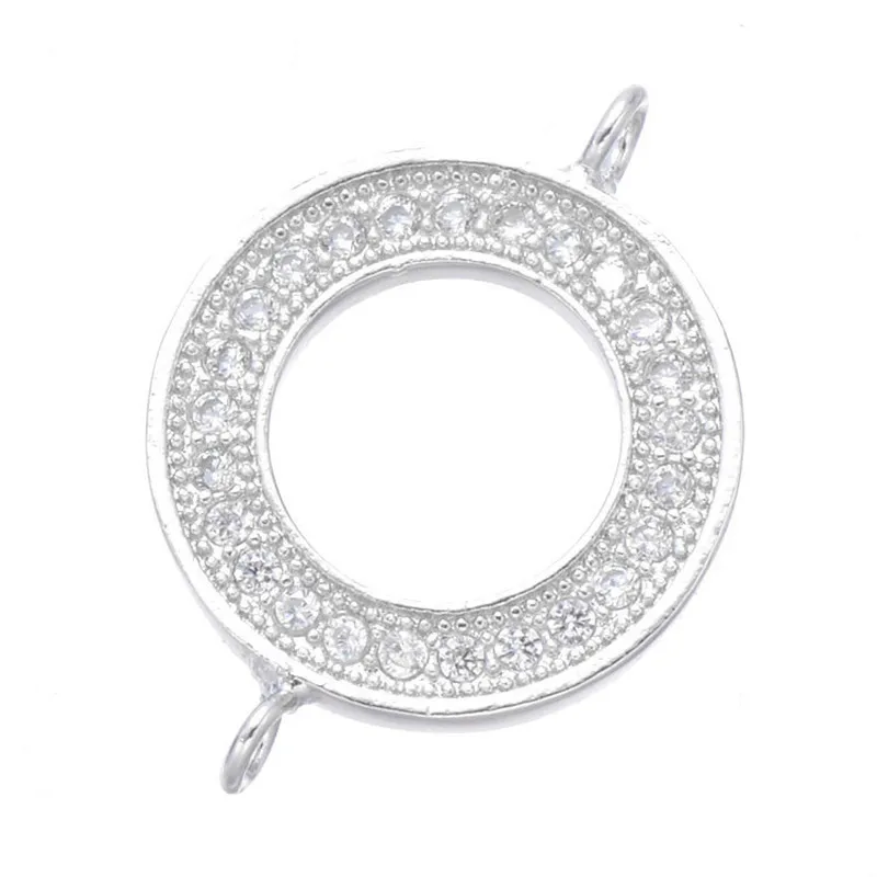 Простая Модная медная вставка из циркония двойной подвесной круглый соединитель