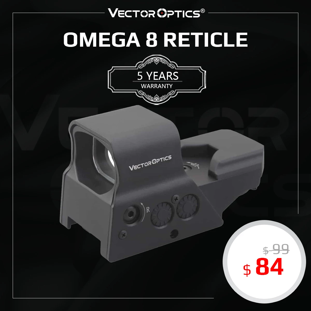 Оптический прицел Vector Optics Omega 1x тактический зеркальный 8 с красной точкой дизайн