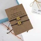 Kawaii подсолнечника браслет регулируемый браслет веревочки для мужчин и женщин модная Маргаритка цветок украшения, подарок на день рождения, пара браслет любовь