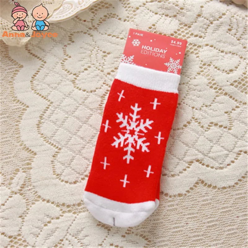 6 пар/лот крестины Рождественский подарок теплые Детские носки с принтом Санта