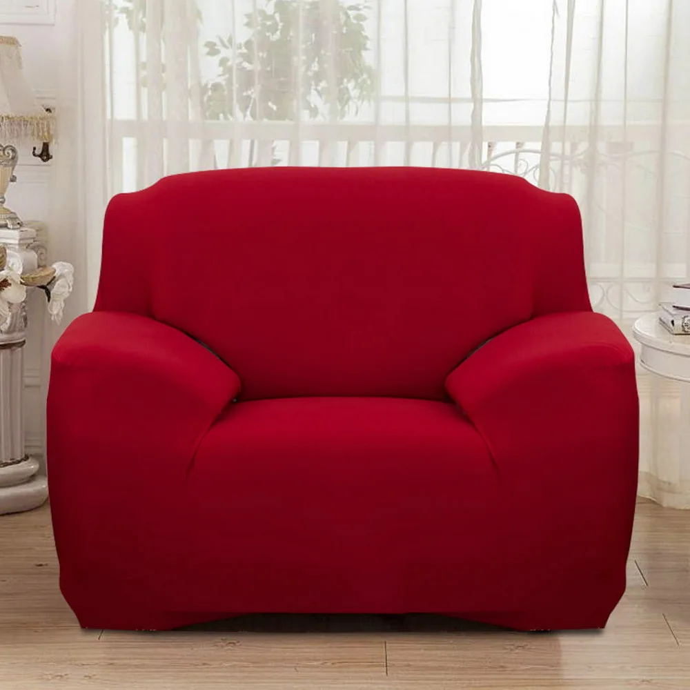Elastic Brief Slipcover All-inclusive Anti-slip Solid Color Stretch Seat Couch Cover Sofa covers for living Room 1/2/3/4 Seater | Дом и сад