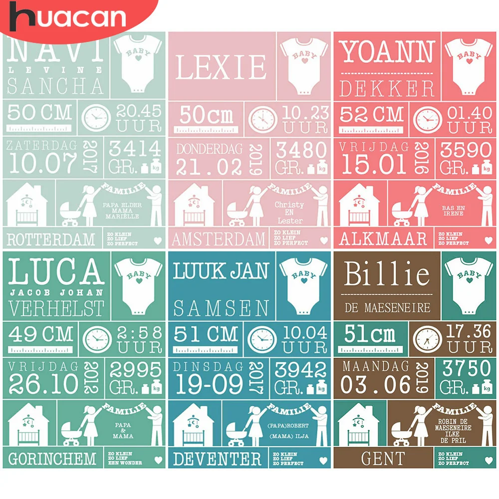 

HUACAN 5D DIY Full Square Diamond Painting Text Diamond Embroidery Scenery Mosaic Rhinestone Home Decoration