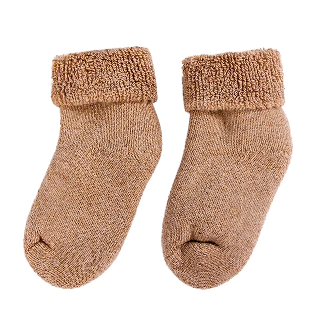 Носки для малышей зимние Утепленные шерстяные носки с отворотами маленьких
