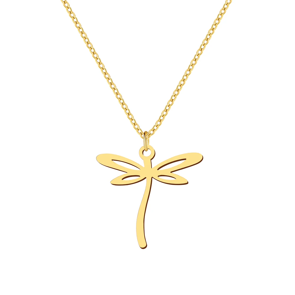 Stainless Steel Necklaces Dragonfly Pendants Chain Choker Jewellery Fashion Necklace For Women Jewelry Wedding Party Friends images - 6