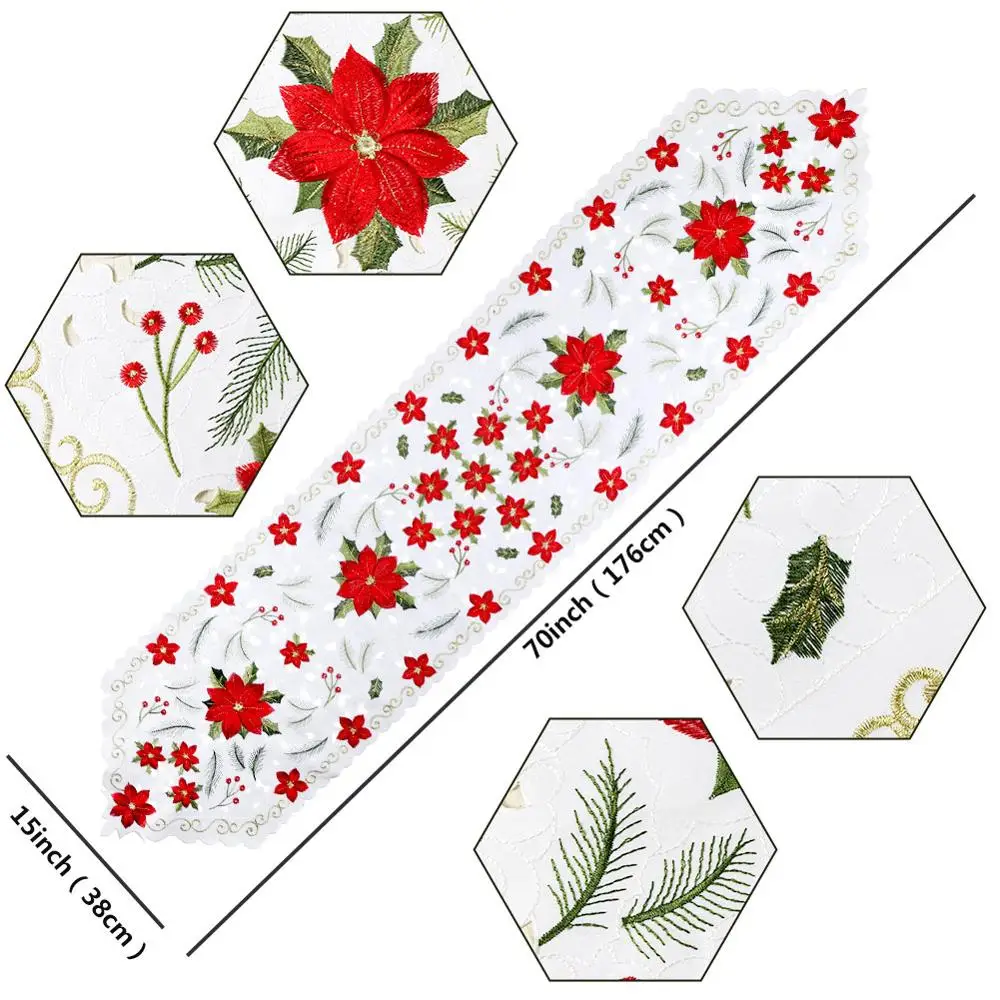 Теплая Рождественская скатерть с вышитыми цветами рождественские вечерние