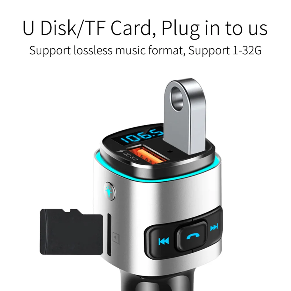 

Car Kit MP3 Player FM Modulator Fast Charger Outdoor USB BC41 LED Backlit Bluetooth 5.0 Parts Personal Car Accessories