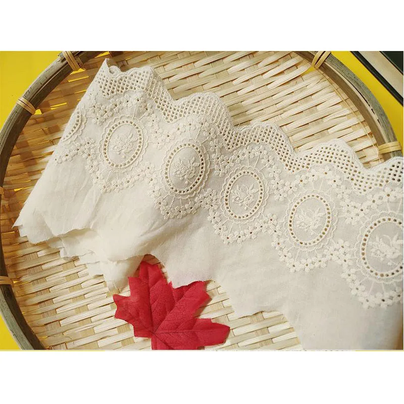 

3 yards 14.5cm White Pure Cotton Lace Embroidery French lace Collar Soluble DIY Garment Accessories
