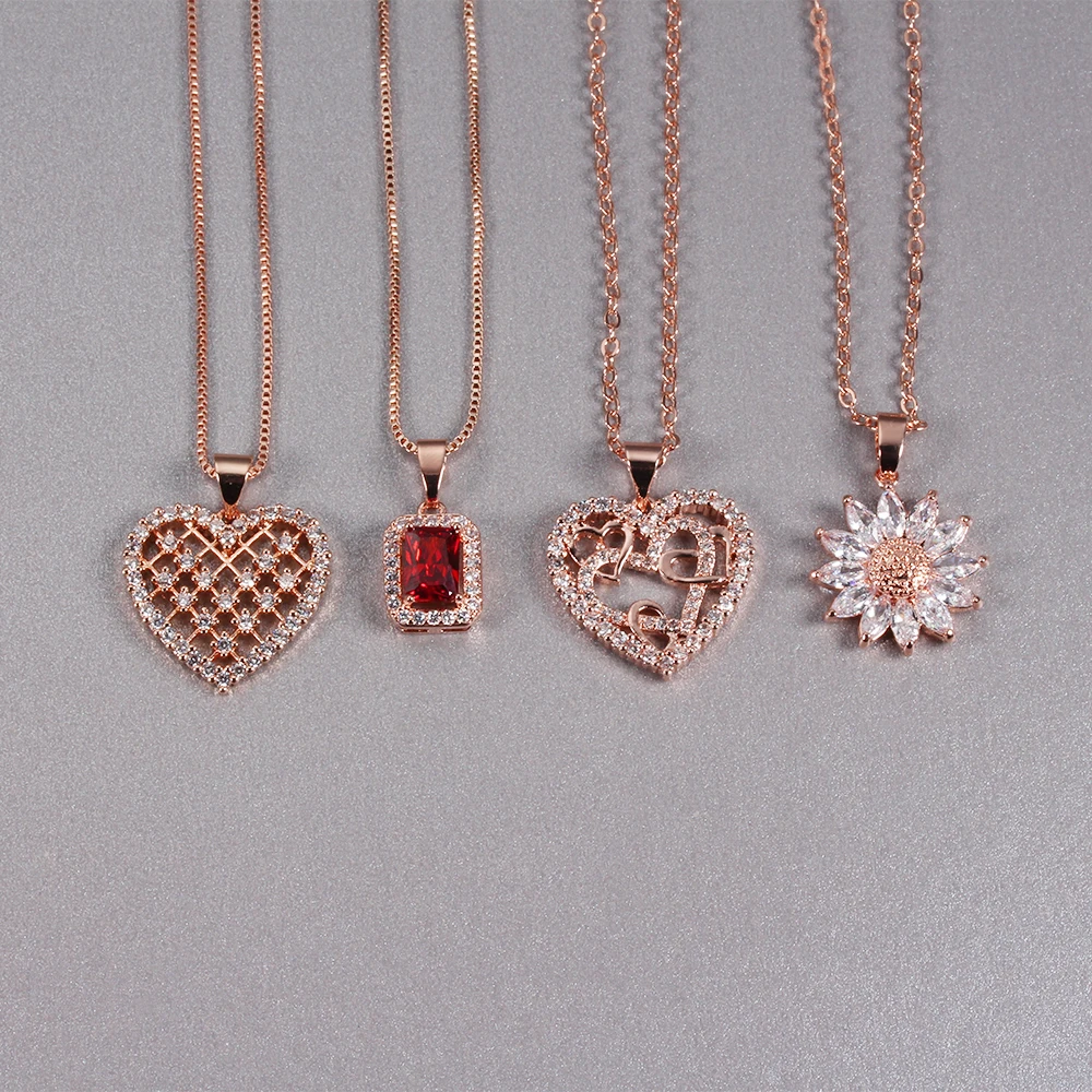 Ожерелье женское из розового золота в форме сердца |