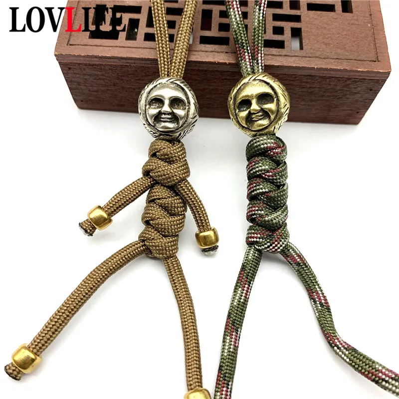 Ретро латунный нож с изображением злого ребенка бусина шнурок подвеска Паракорд