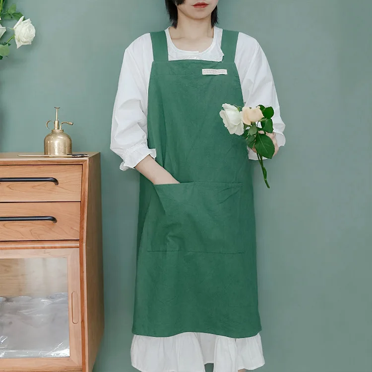

Anti-fouling Simple Style Cotton and Linen Denim Apron Solid Color Overalls Kitchen Coffee Roasting Bar Haircut Floral Supplies