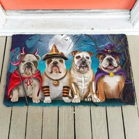 cloocl 3d graphic halloween doormat animals dogs english bulldog house doormat decor print absorbent mat floor door mat non slip