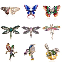 crystal vintage butterfly dragonfly brooches for women large birds insect brooch pin fashion dress coat accessories cute jewelry