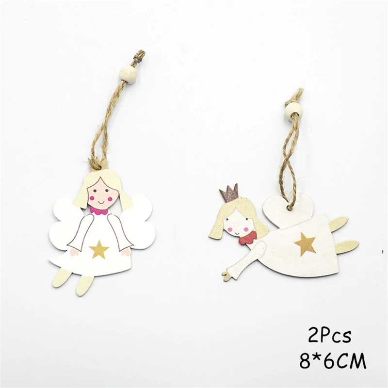 2Pcs A Новинка, новогоднее натуральное Рождественское дерево, Елочное украшение Noel, Рождественское украшение для дома, деревянная подвеска, подарок Navidad - Цвет: 2Pcs A