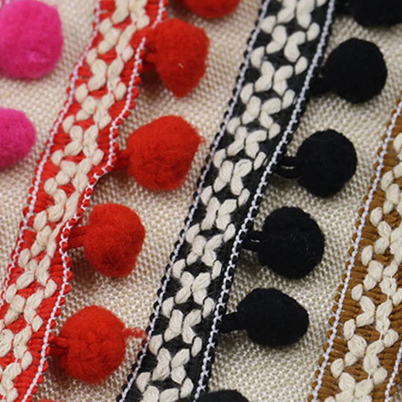 100 ярдов/партия кружевная лента с кисточками и помпоном праздничная ткань для