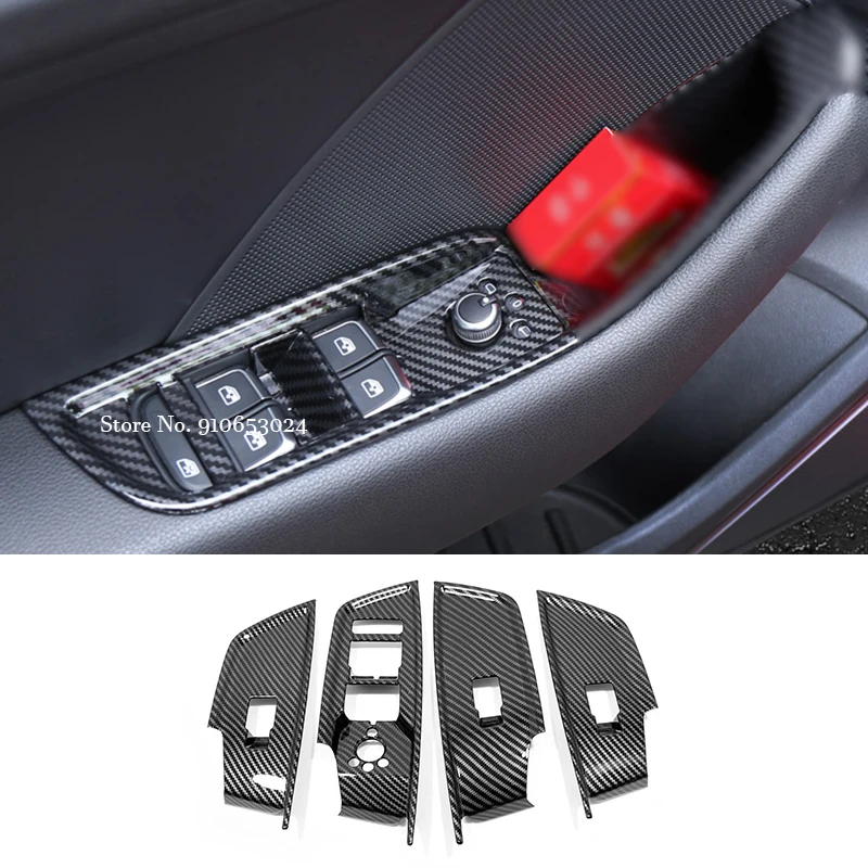 

For Audi A3 2020 2021 Accessories ABS Carbon fiber Door Window glass Lift Control Switch Panel Decoration Cover Trim Car Styling