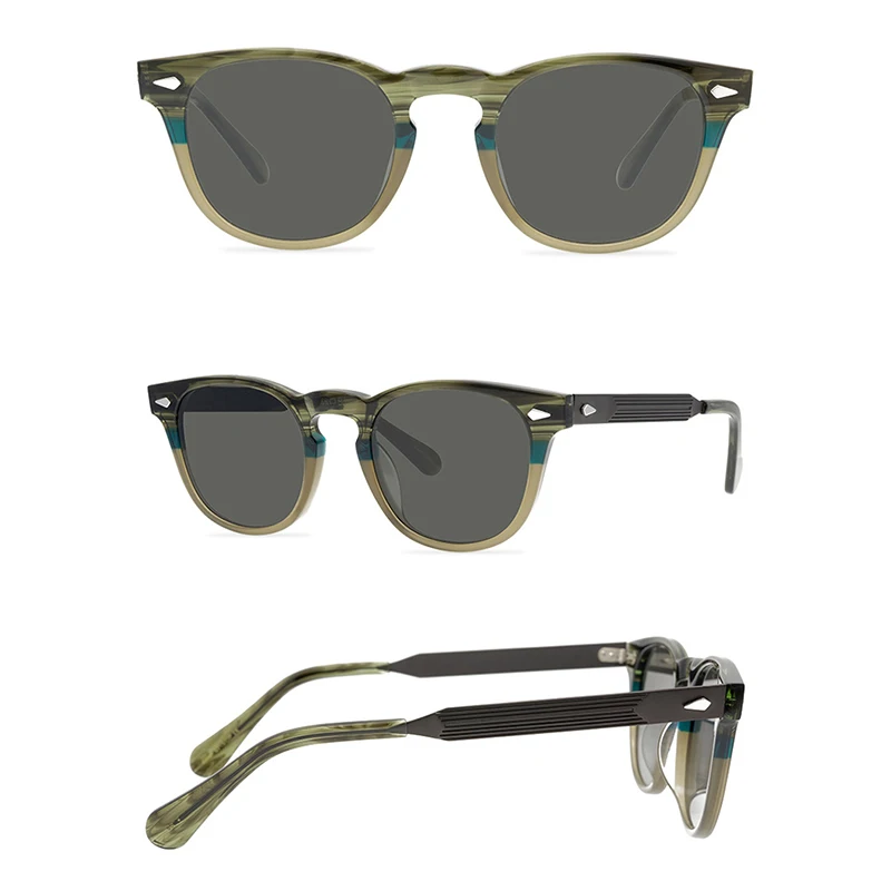 Belight Optical  Women Men UV400 Protection Handmade Customized Rivet Vintage Retro Acetate Sunglasses with Case Oculos Arnel