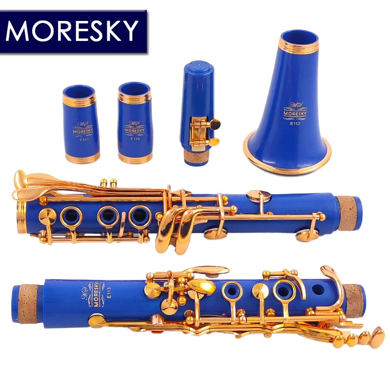 MORESKY Bb кларнет лаковый Золотой 17 клавиш Sib Klarnet синий E113 | Спорт и развлечения