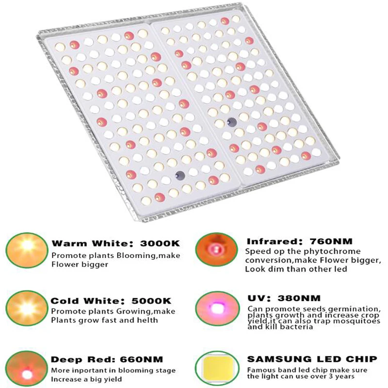 Светодиодный светильник полного спектра для выращивания растений Samsung LM281b 1000 Вт