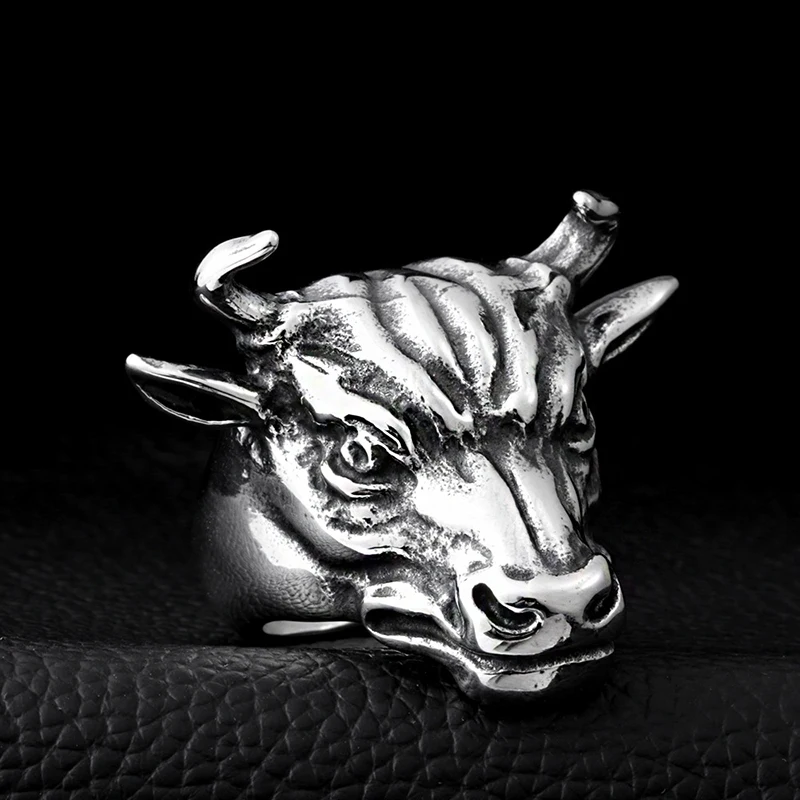 Кольцо мужское в стиле панк винтажное Ювелирное Украшение хип-хоп с волком быком