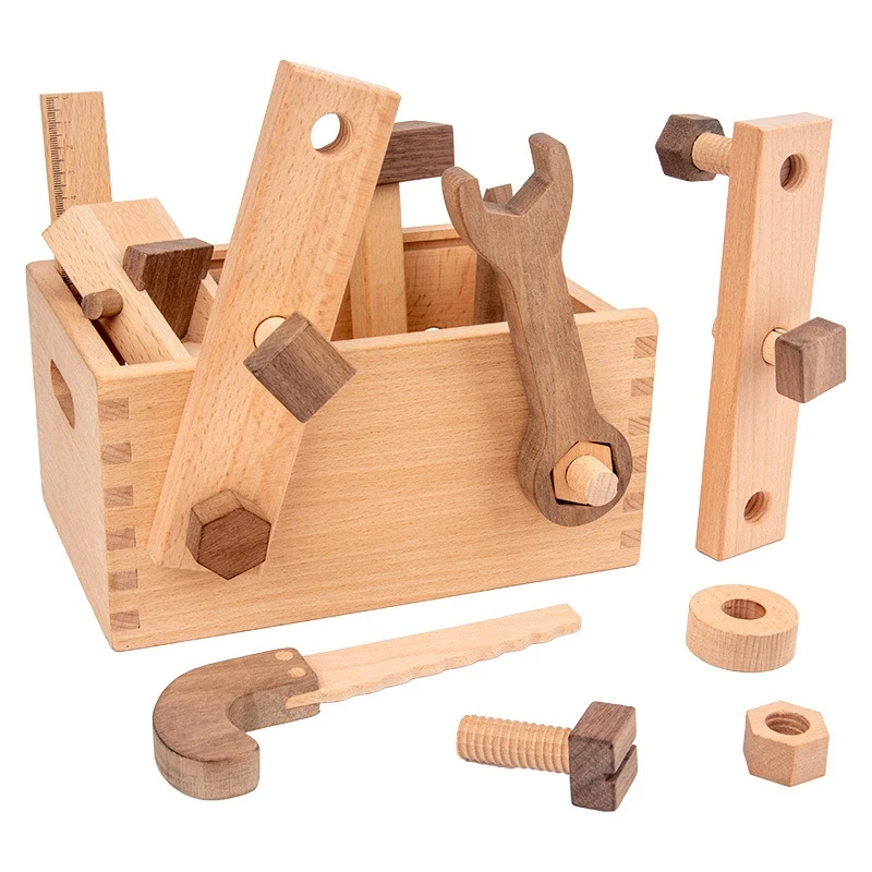 Wooden Tool Box Kids Disassembly Toy Screw Nut Combination Assembly Construction Working Set Role Play | Игрушки и хобби