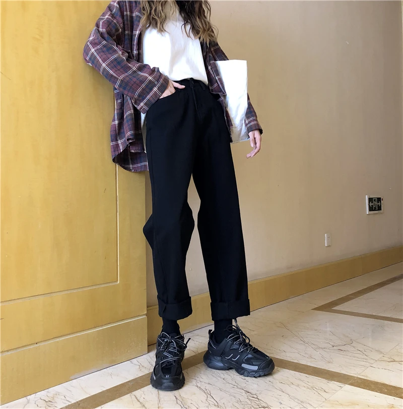 

DD084 New style loose wide-leg pants high-waist straight-leg jeans
