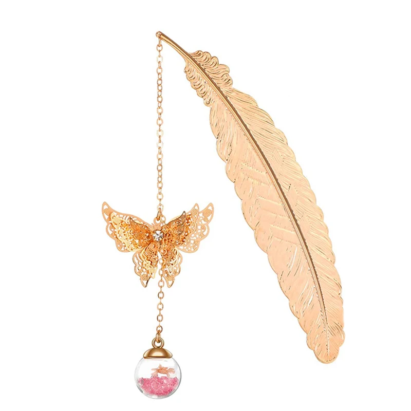 

4 Pieces Feather Bookmarks, Student Reading Page Markers Bookend Pendant Bookmark for Readers, Women and Children
