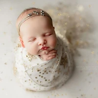 newborn lace wrap photography propsgolden star fabric for baby photo props