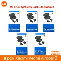 5pcs global version xiaomi redmi airdots 2 tws earbuds basic 2 mi true wireless earphone bt5 0 noise reduction headset with mic