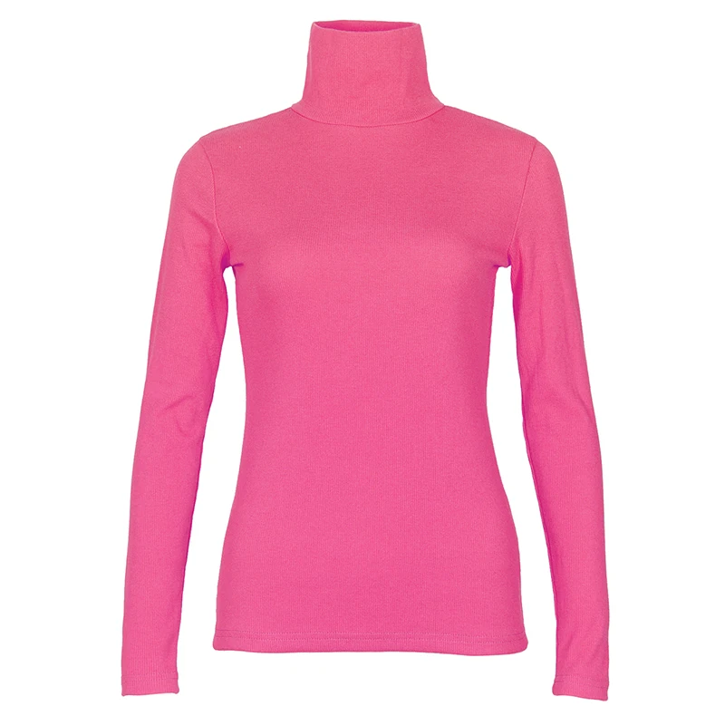 M0243 Rose Red Женский вязаный свитер с высоким воротом и пуговицами, однотонный пуловер, повседневный тонкий офисный женский свитер, вязанный Женский вязаный Топ M0381 - Цвет: M0243 Rose Red