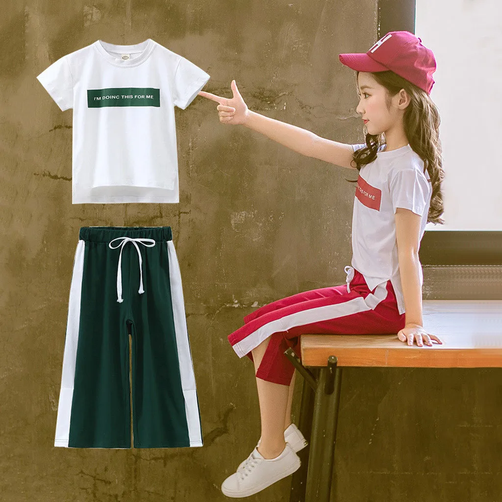 Одежда для крупных девочек от 3 до 12 лет Детская летняя одежда шорты топы с