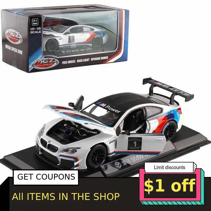 1:24 Caipo Литой Сплав автомобиль BWM M6 GT3 модель автомобиля спортивный гоночный свет