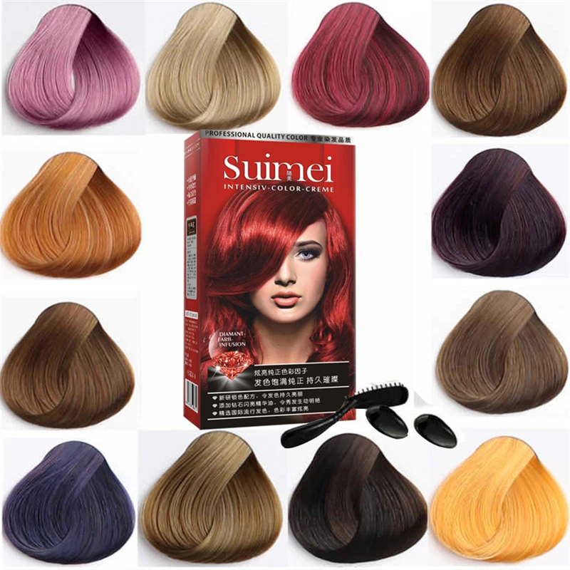 

SUIMEI Professional Use Colour Cream Golden Brown Red Purple Color Dye Cream Natural Permanent Hair Dye with Peroxide Gream
