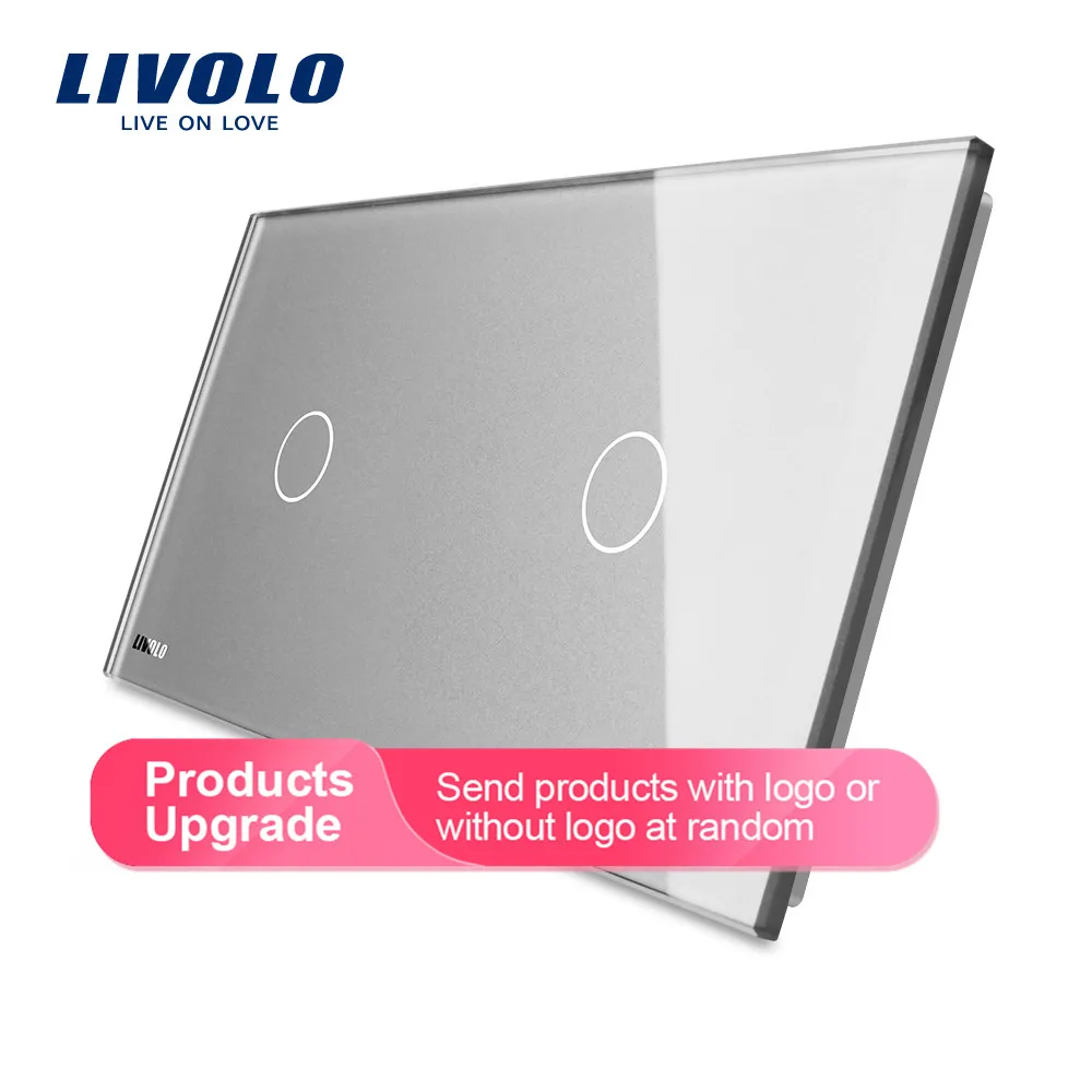 Grey Livolo Роскошный белый жемчуг Кристалл Стекло, 151 мм* 80 мм, стандарт ЕС, двойной стекло панель, VL-C7-C1/C1-11(4 цвета - Цвет: Grey