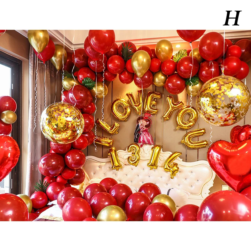 

Wedding Room Decoration Wedding Balloon Combination 10 Inch Red Latex Ball Wedding New House Bedroom Layout Balloon Set HVR88