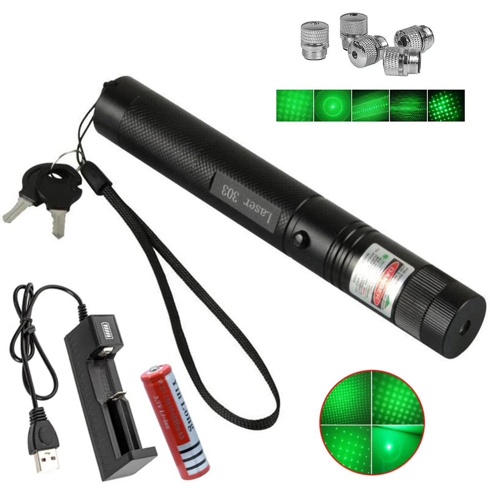 

High-Power Laser Pointer 5MW 532nm Green Red Dot Laser Pointer Powerful Laser Torch Equipment With 5 Small Laser Heads