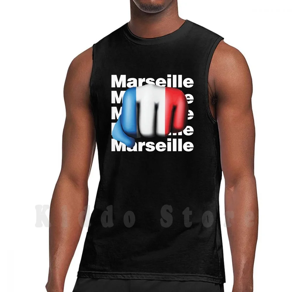 Майка с французским флагом Марселя сильный Топ без рукавов надпись The French Love Strong