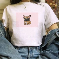 bulldog cute shirts white shirt women clothing woman clothes summer short sleeve free shipping tops womens for tee vintage with
