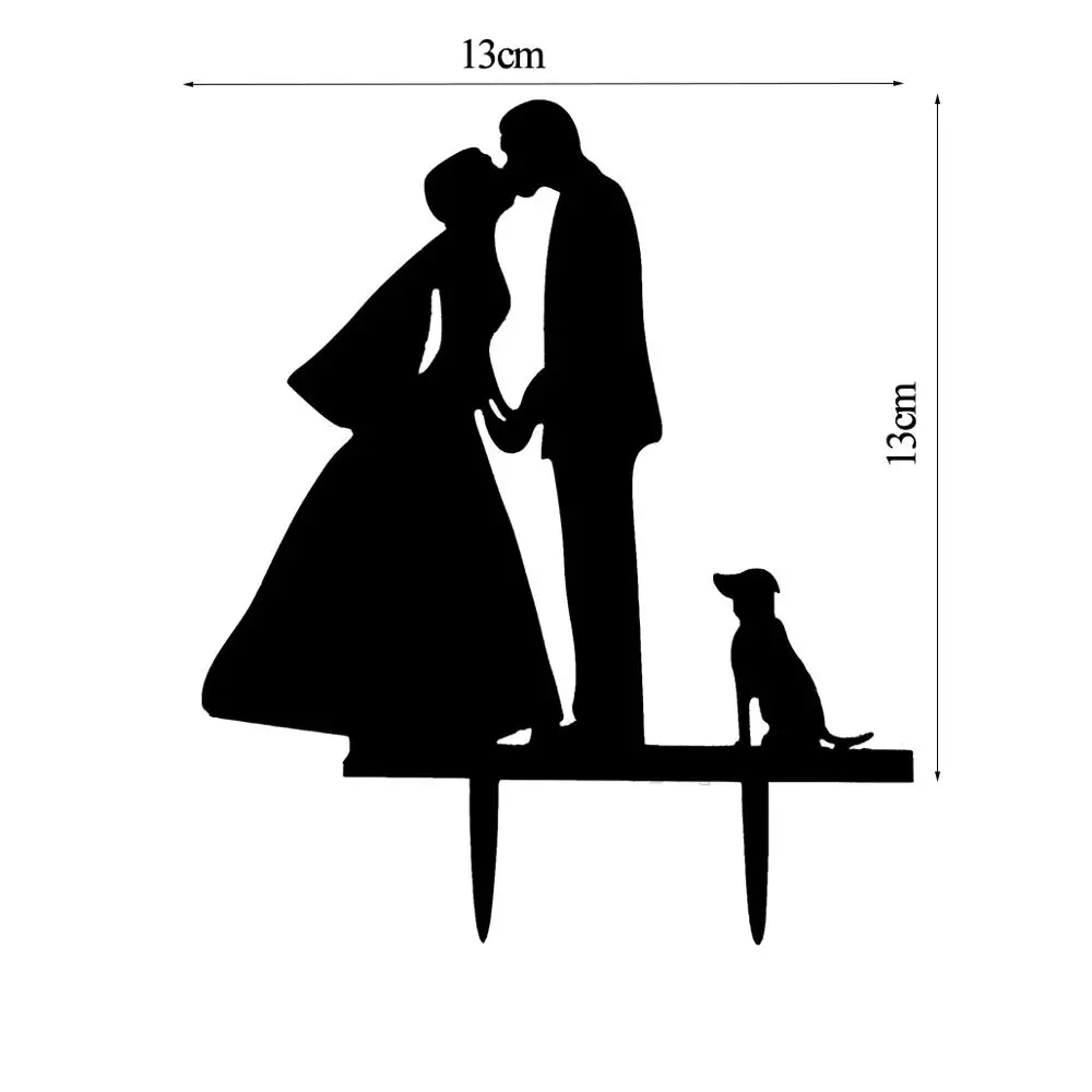 Cake Topper 36 Украшения на свадебный торт, фигурки из черного цвета в виде жениха и невесты Mr Mrs с кошечкой для маленьких собак торт топпера, свадебные Обручение вечерние украшения торта вечерние свадебные сувениры - Цвет: Cake Topper 36
